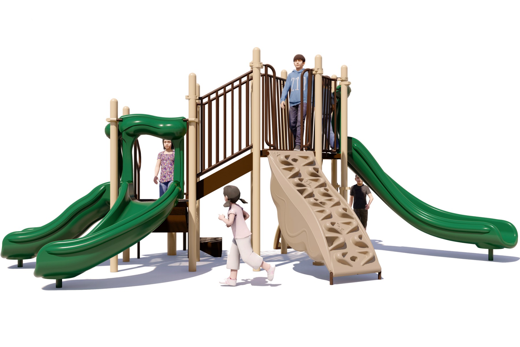 Freeze Tag Play Structure - Front View - Natural Colors | All People Can Play