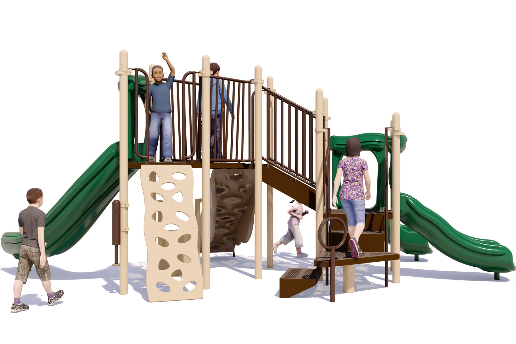 Freeze Tag Play Structure - Rear View - Natural Colors | All People Can Play