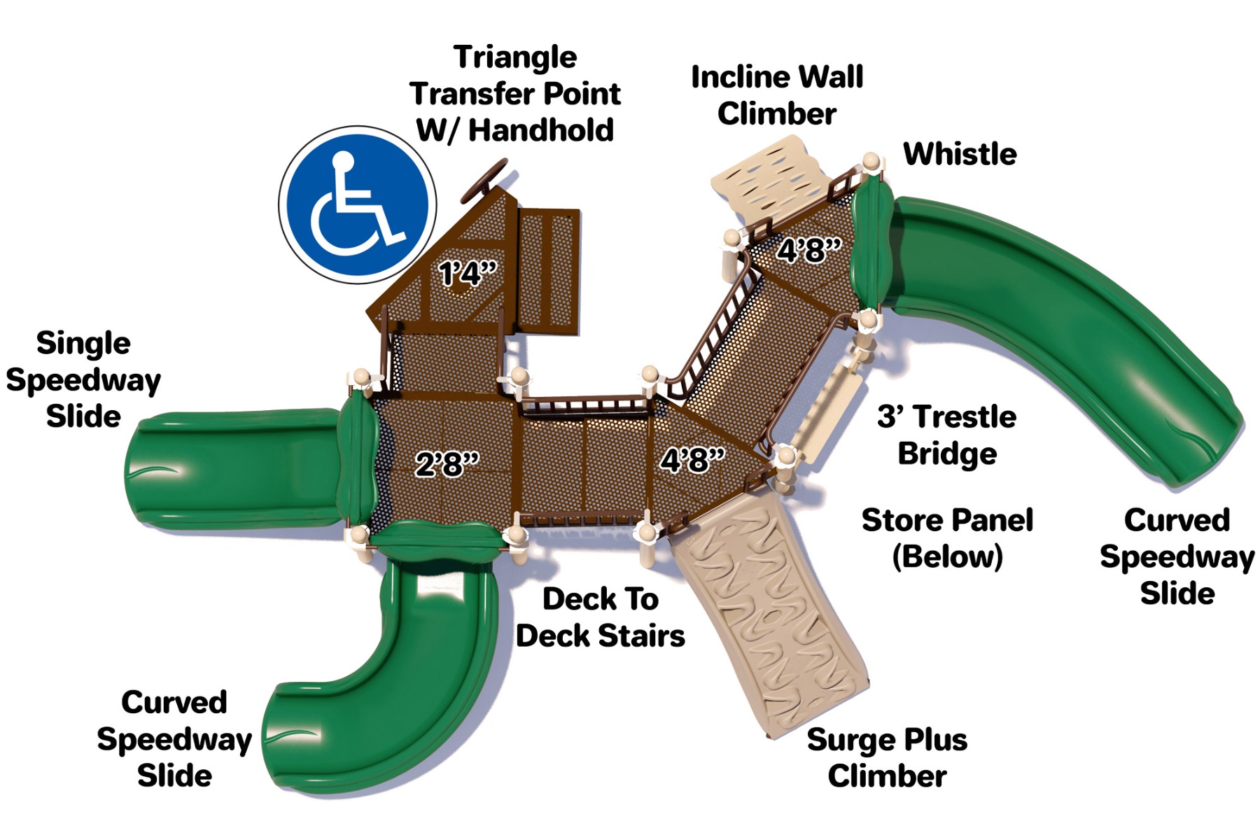 Freeze Tag Play Structure - Top View - Natural Colors | All People Can Play