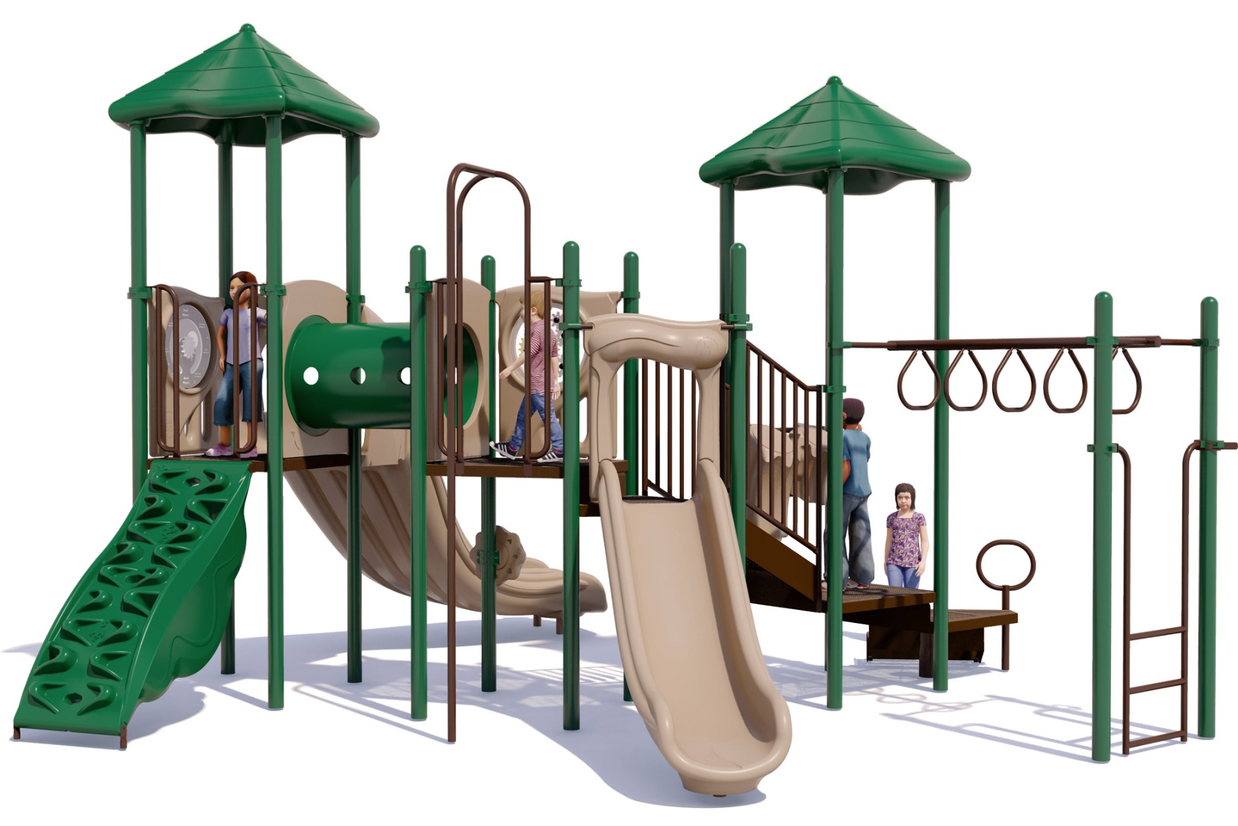 Jack n Jill Play Structure | Rear View | Natural Color Scheme