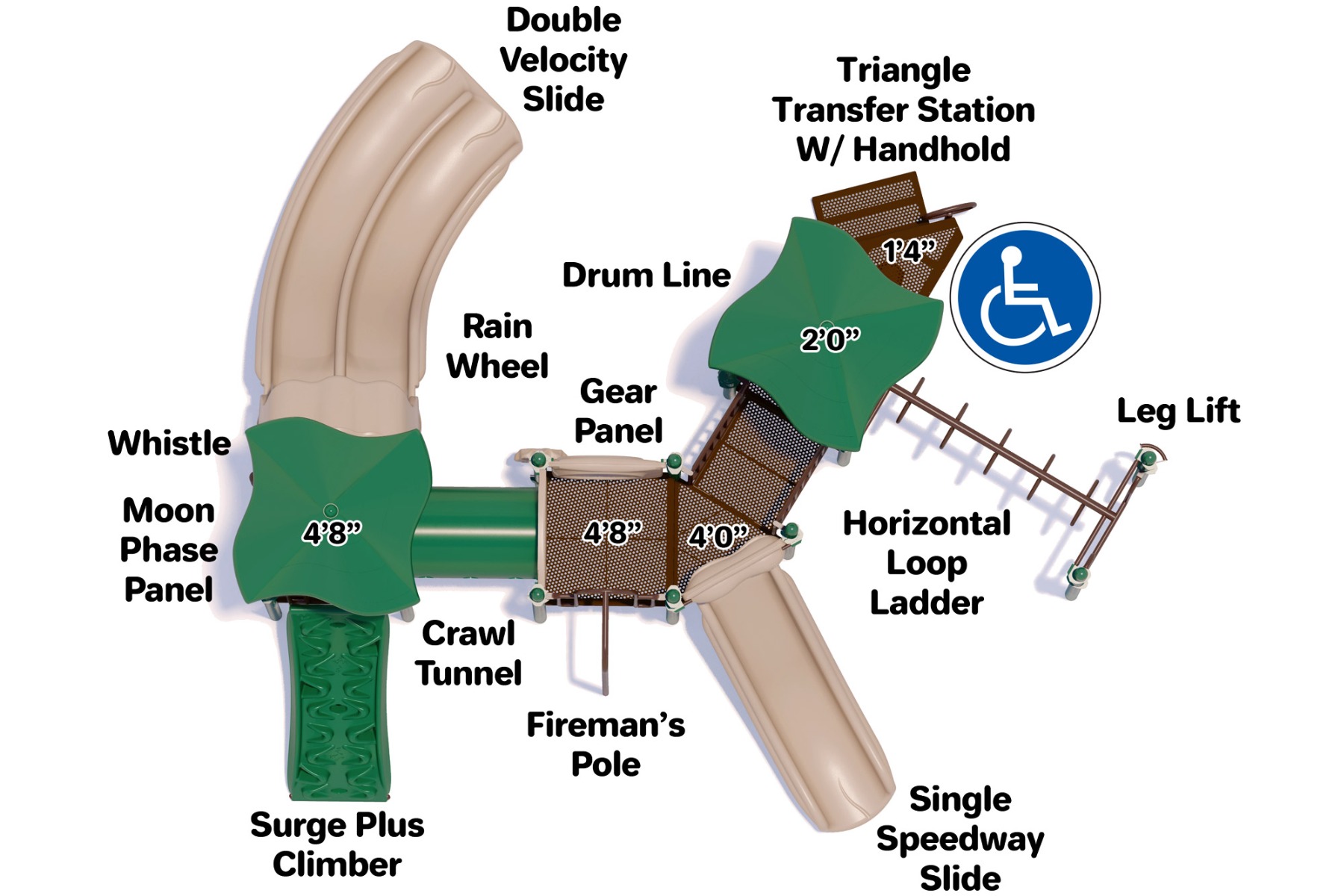 Jack n Jill Play Structure | Top View | Natural Color Scheme