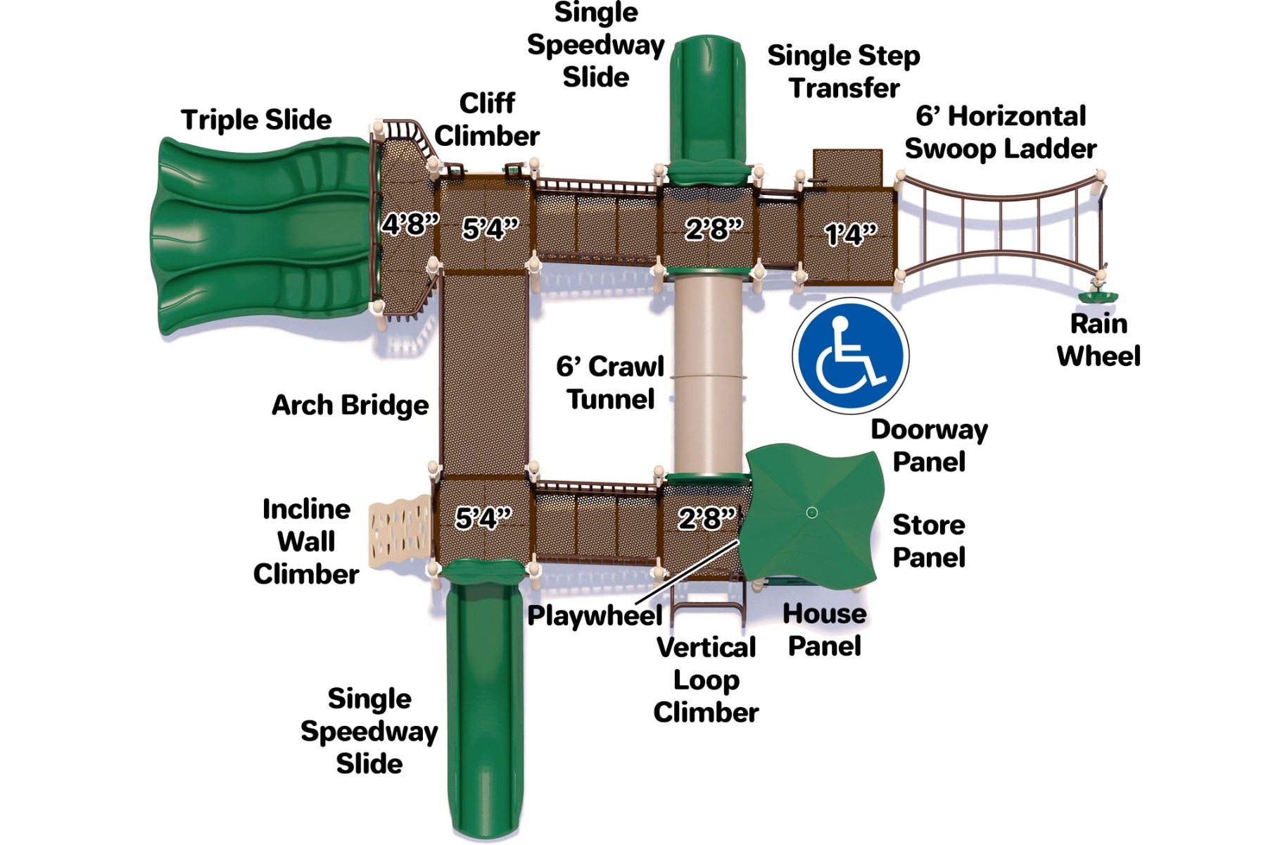 Bridgeport Playground Equipment | Natural Colors | Top View