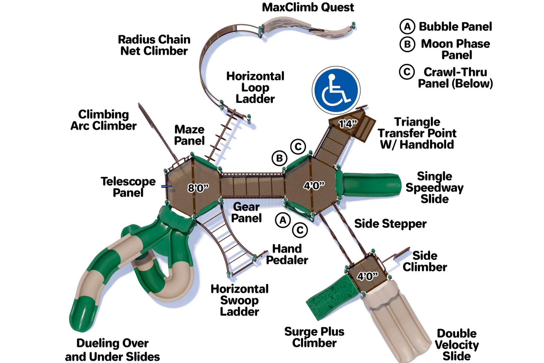 Spartan Play Structure - Natural Colors - Top View | All People Can Play