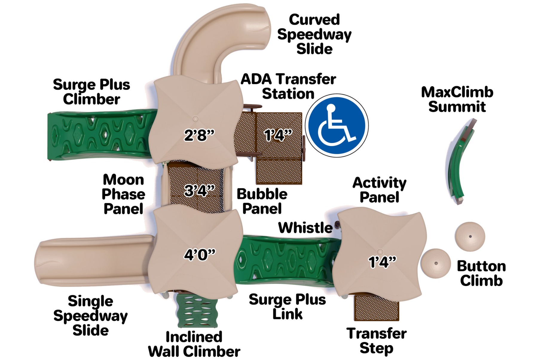 Triple Thrill Daycare Playground | Natural Colors | Top View