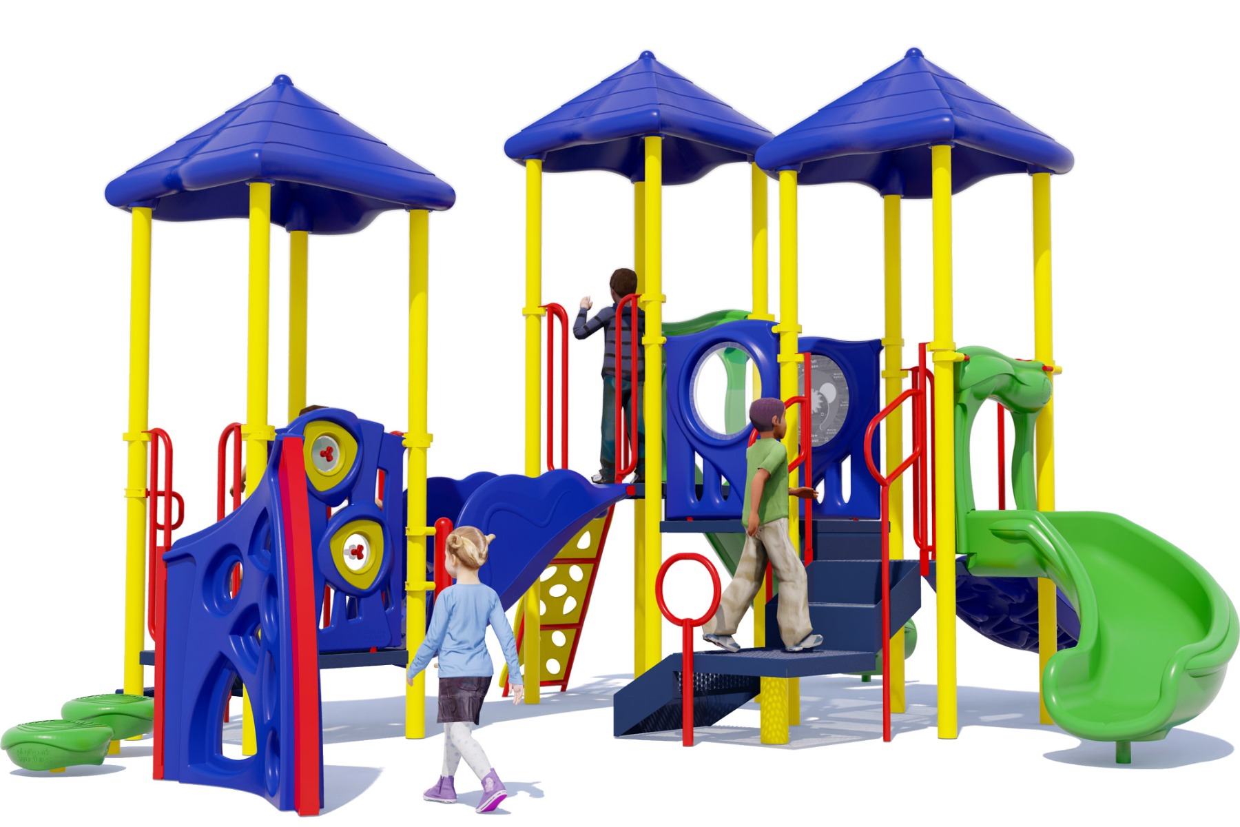 Triple Thrill Daycare Playground | Playful Colors | Rear View