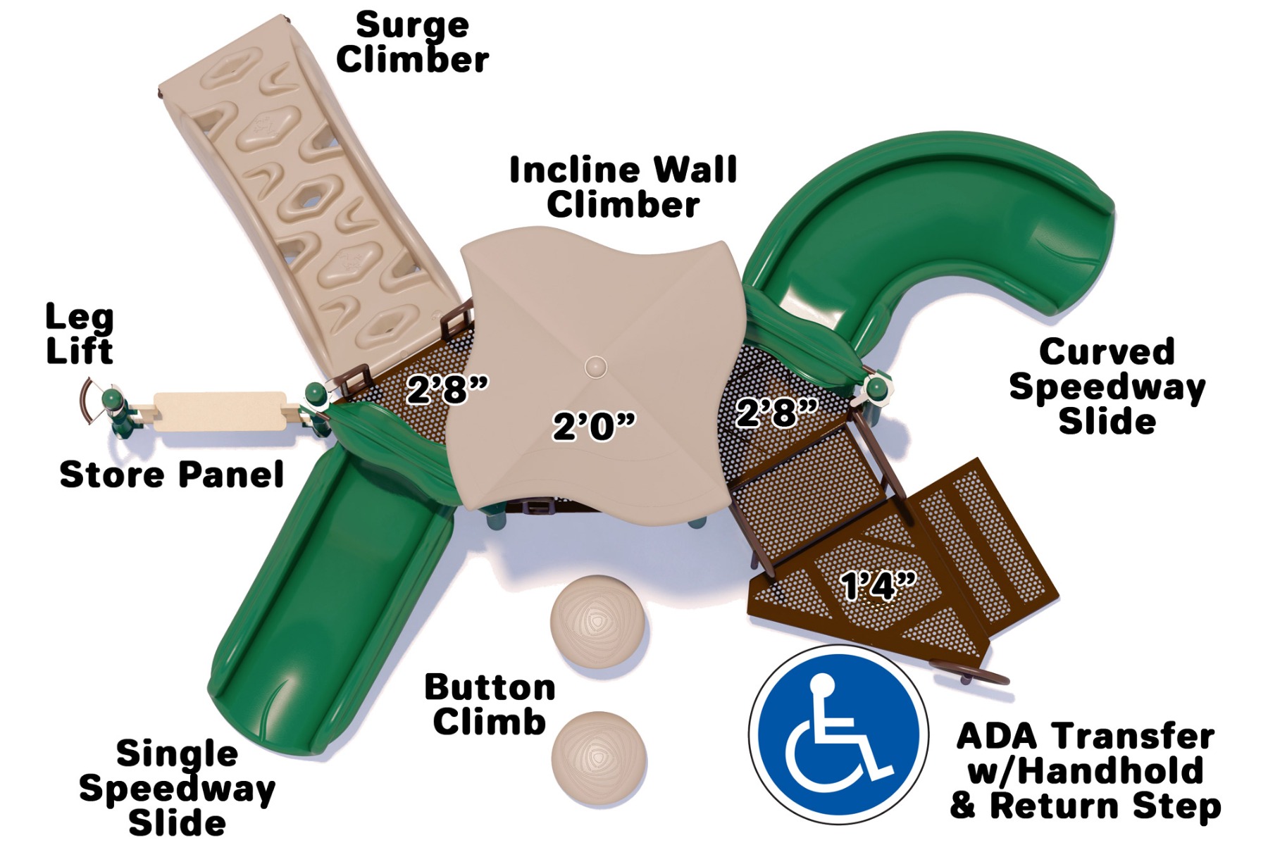 Upslide In Commercial Playground | Natural Colors | Top View