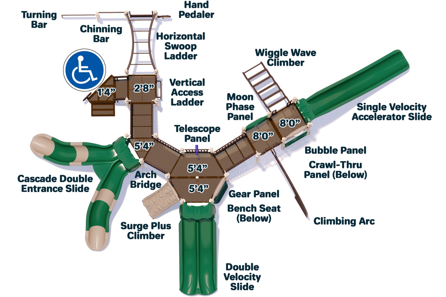 Majestic Mountain Playground - Natural Colors - Top View | APCPLAY