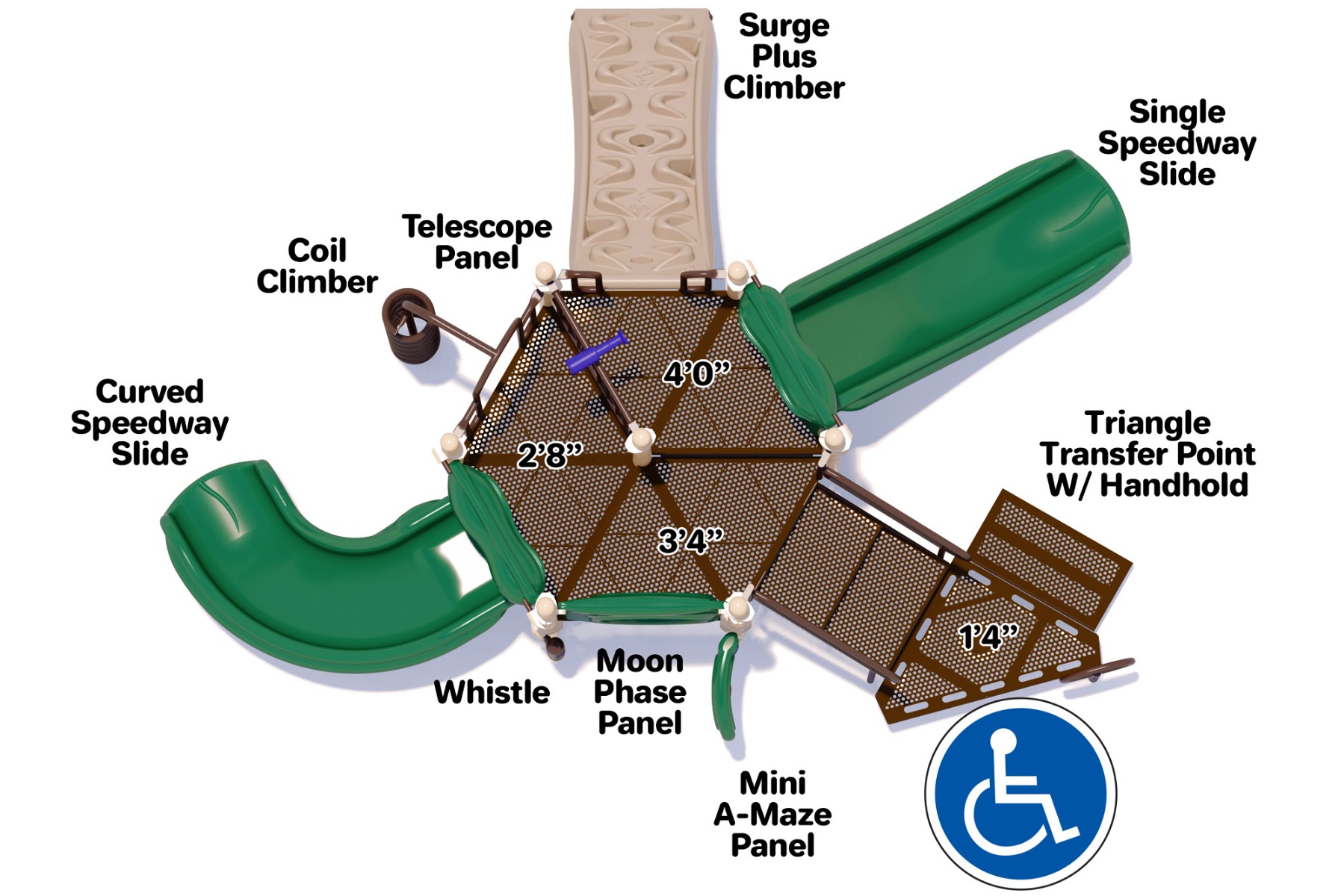 Power Tower Playground | Natural Colors | Top View