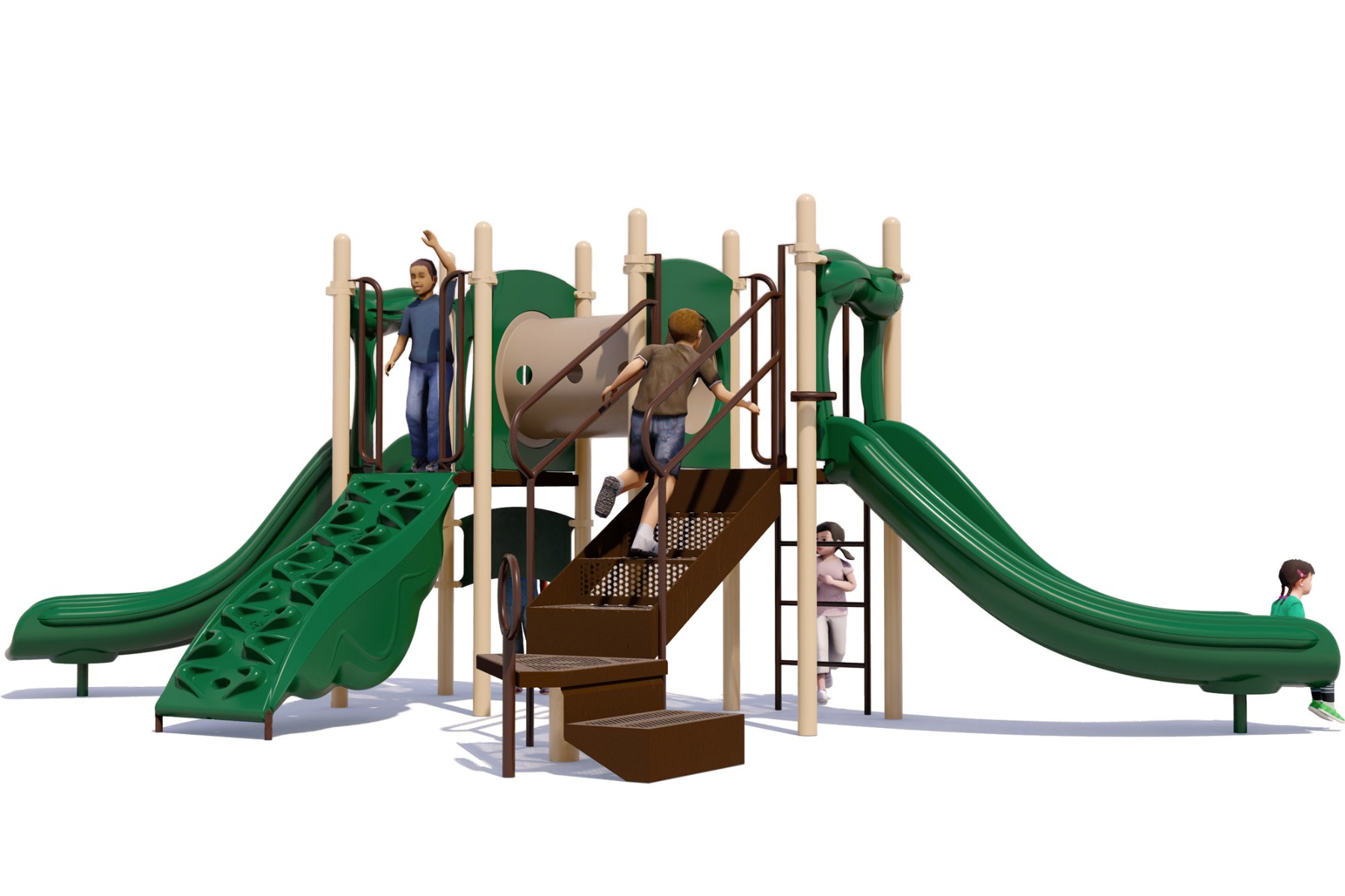 Laguna Play Structure - Rear View - Natural Colors 