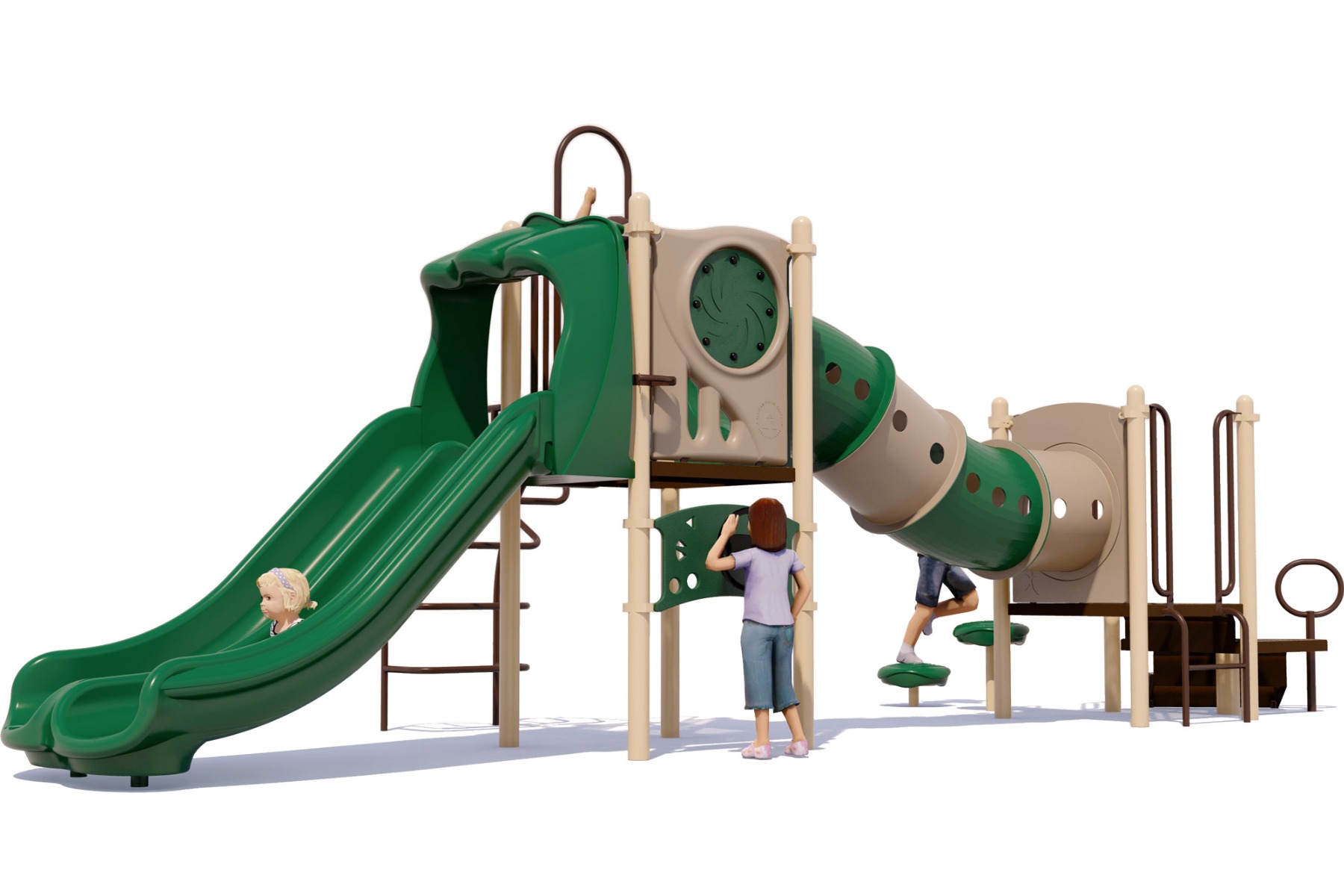 Cheerful Channel Play Structure | Natural Color Scheme | Front View