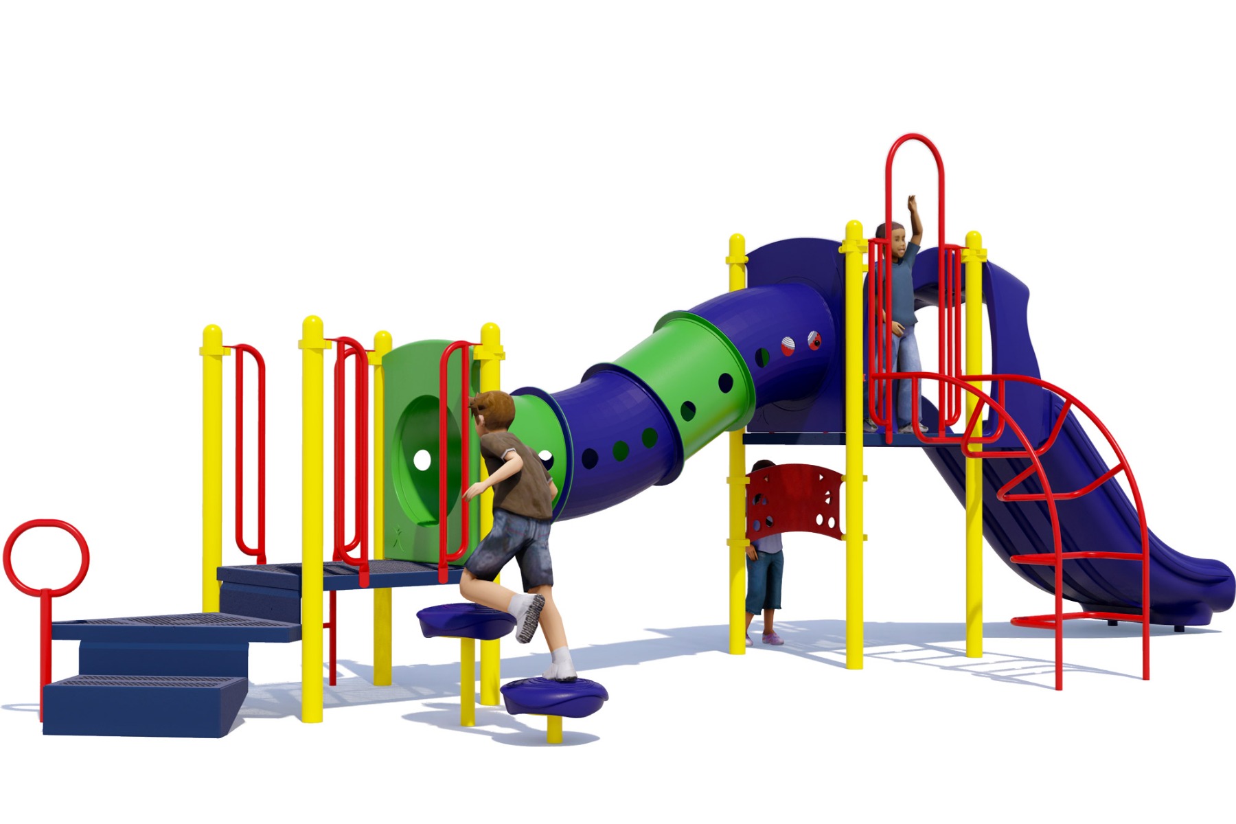 Cheerful Channel Play Structure | Playful Color Scheme | Rear View