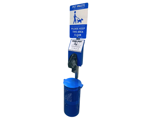 Pet Waste Station with Receptacle - Blue