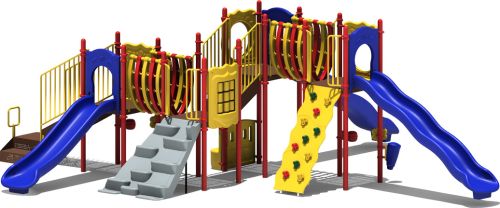 Daisy Maze Budget Play Structure - Primary Color Scheme - Front View