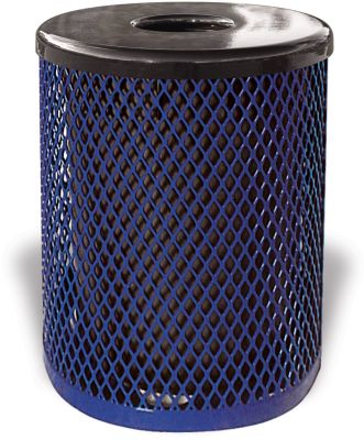 Diamond Pattern Metal Trash Receptacle with Lid and Liner